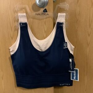 Nautica Women's Blue and Cream Sports Bra